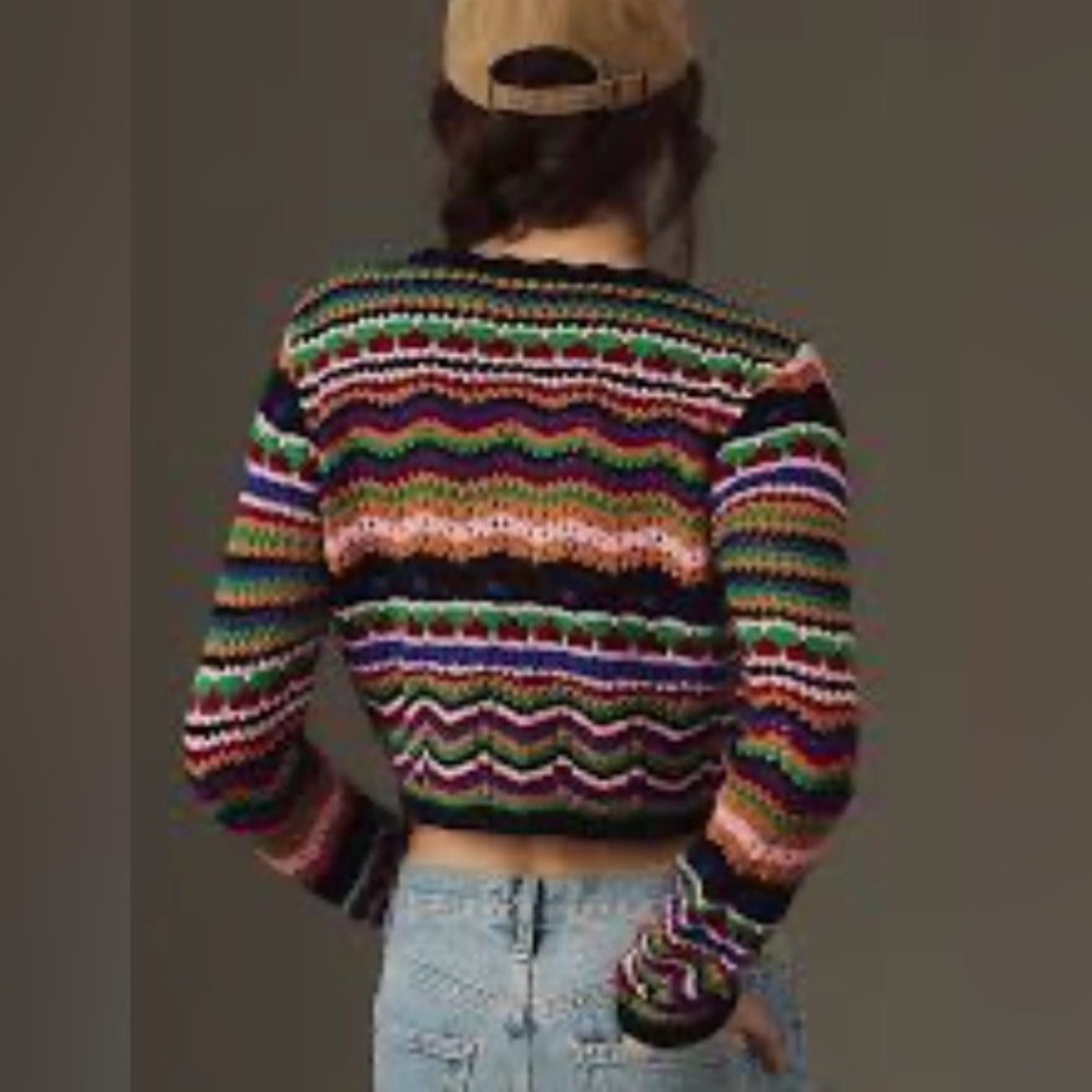 Anthropologie Vintage Free the Roses Colorful Sweater size S *NWT* - Picture 2 of 9